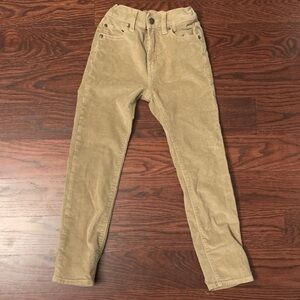 Crewcuts tan khaki Corduroy Pants stretch adjustable belt size 7 straight leg